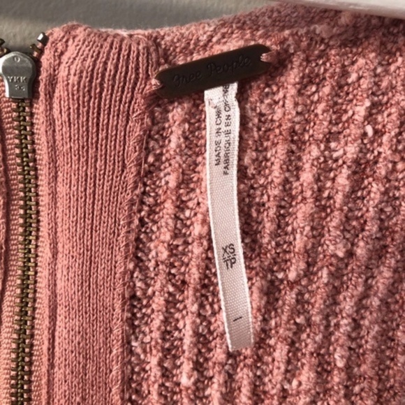 Free People Zipper-back Pullover Sweater Pink Sz XS - Picture 7 of 10